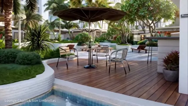 Outdoor seating shown in the property film